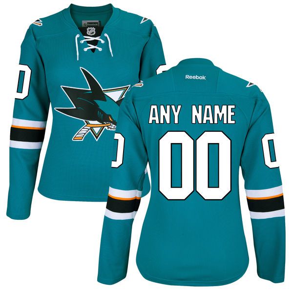 Reebok San Jose Sharks Womens Custom Premier Home NHL Jersey - Teal->->Custom Jersey